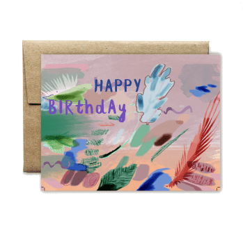 Aqua Plant Birthday Card - Birthday (350x350), Png Download