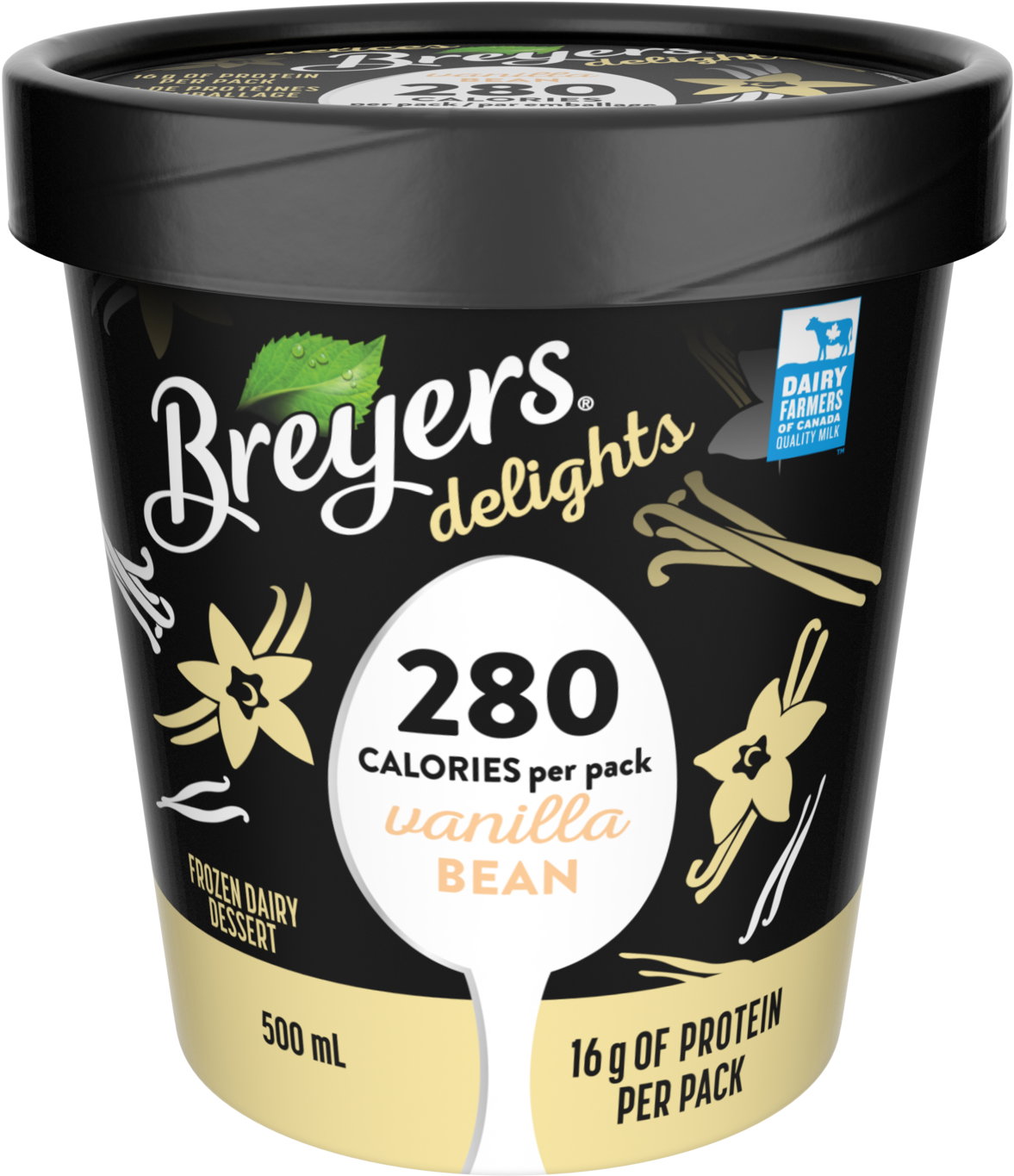 Breyers Delights Vanilla Bean 500 Ml Front Of Pack - Breyers Delights Ice Cream, Low Fat, Vanilla Bean - (1500x1500), Png Download