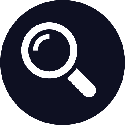 Our Main Qualities - Magnifying Glass White Icon (409x408), Png Download