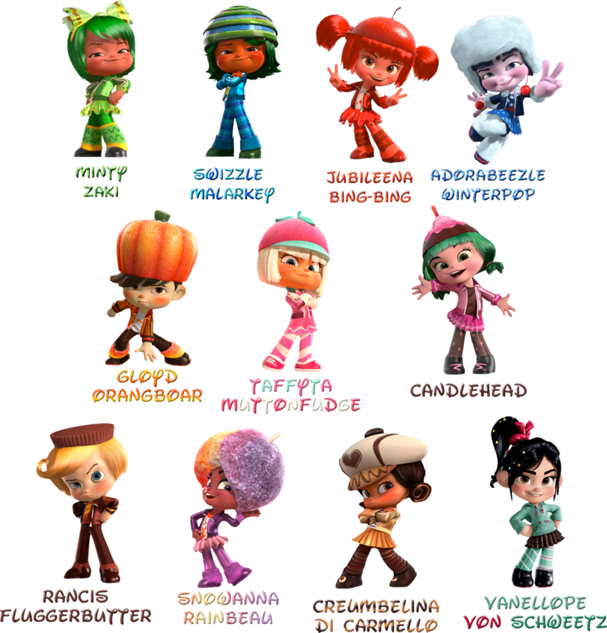 Wreck It Ralph's Sugar Rush Characters - Wreck It Ralph Sugar Rush Girls (875x913), Png Download