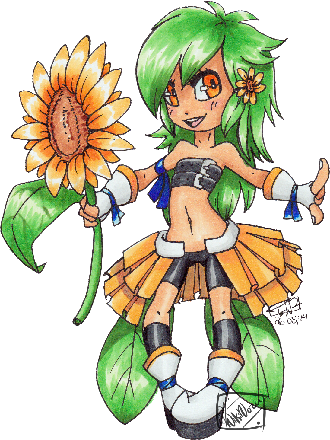 Sunflower Witch Solaire - Cartoon (1123x1488), Png Download