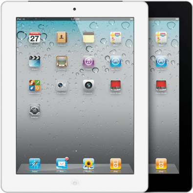 7 Inch Ipads, A White One Is On The Left And Behind - Apple Ipad 2 2011 (400x504), Png Download