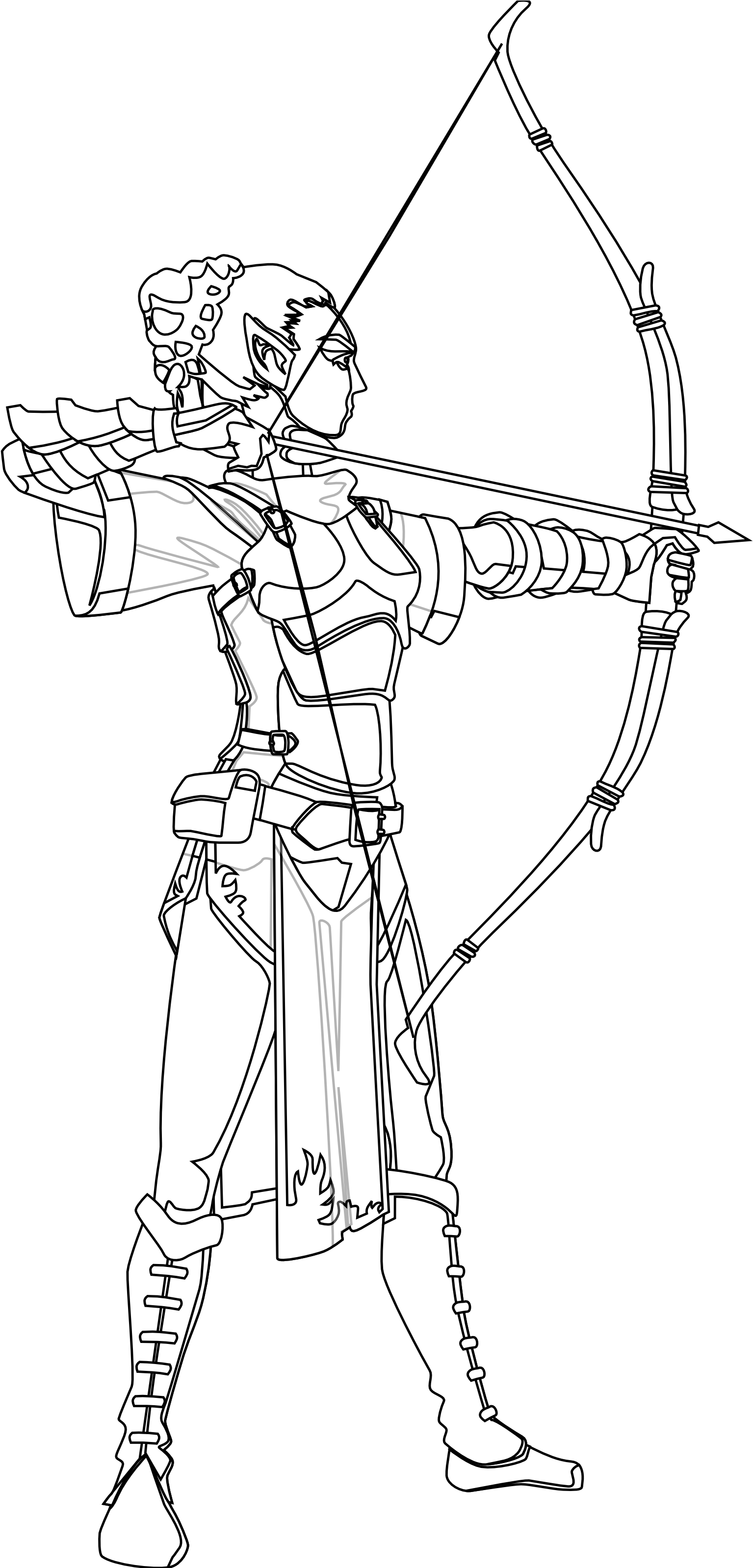 Archer - Archery Drawing (1969x3197), Png Download