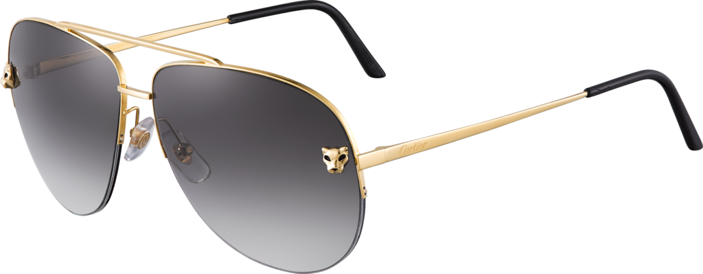Panthère De Cartier Sunglassesmetal, Smooth Golden - Ct0065s 001 (1024x399), Png Download