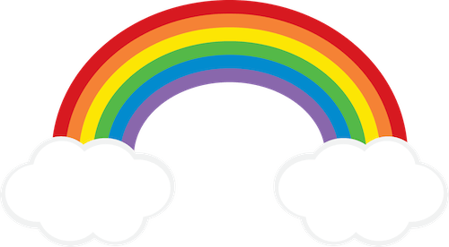 Clipart Freebie From Go - Rainbow With Clouds Png (500x276), Png Download