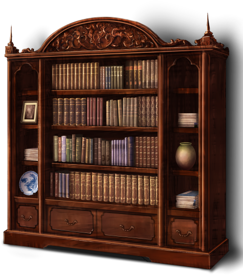 Antique Bookshelf - Bookshelf Png (1136x640), Png Download
