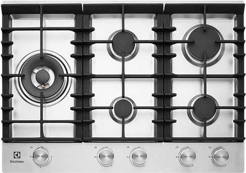 75cm 5 Burner Gas Cooktop With Front Controls - 900mm Electrolux Gas Cooktops (800x500), Png Download