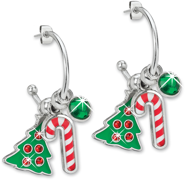 Holiday Hoops Charm Earrings - Christmas Earrings Png (800x800), Png Download