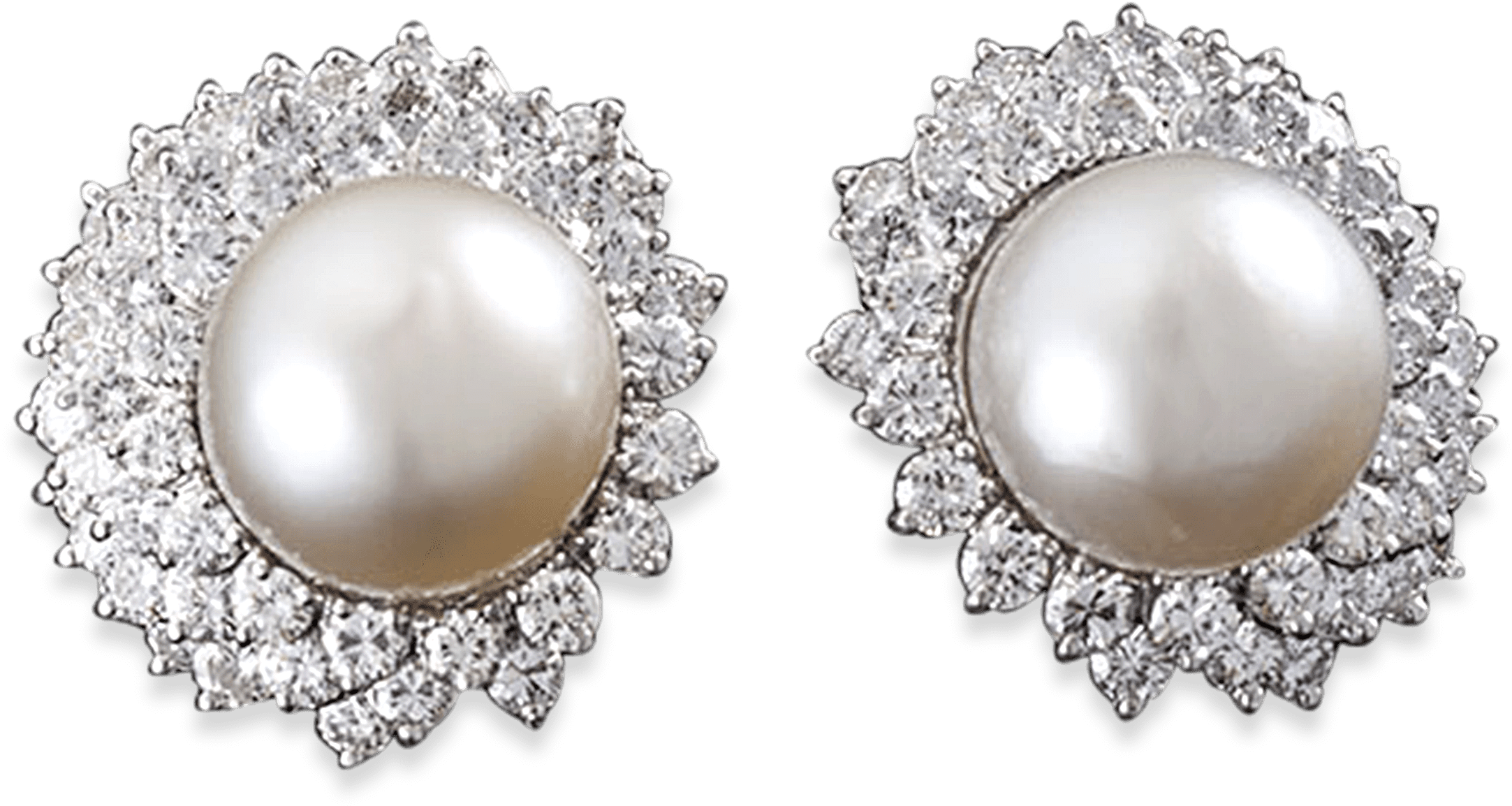 Van Cleef & Arpels South Sea Pearl And Diamond Earrings - South Sea Pearl (2500x2000), Png Download