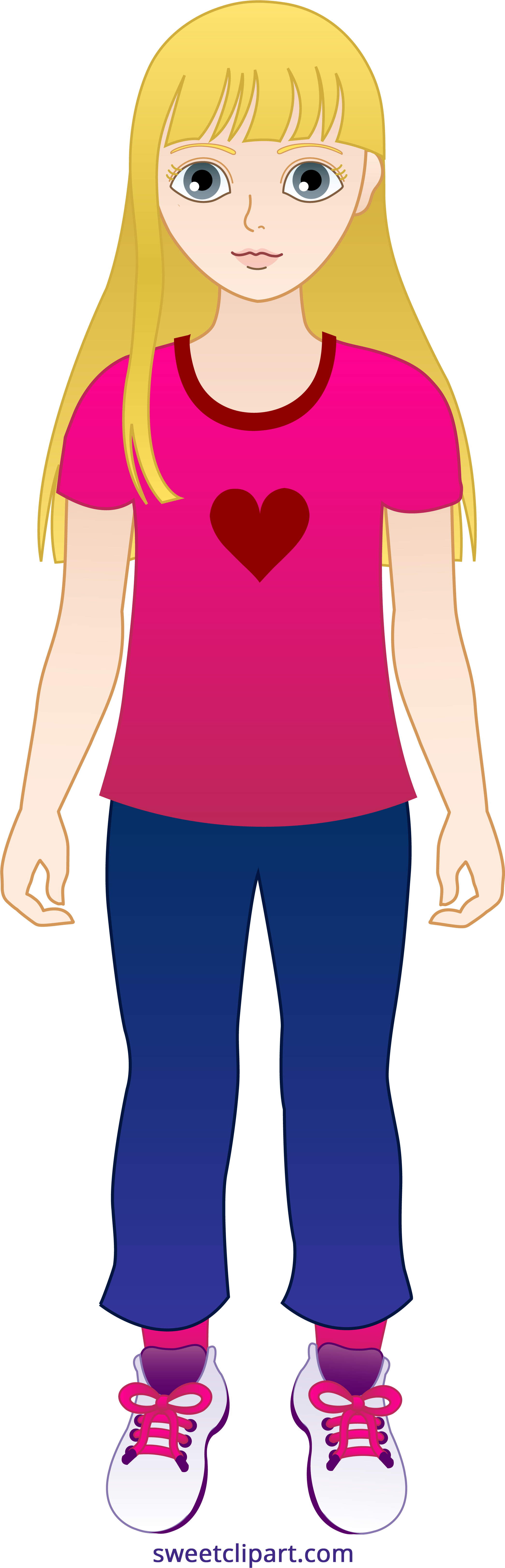 Girl Clipart Images - Blonde Girl Clipart (2087x6538), Png Download