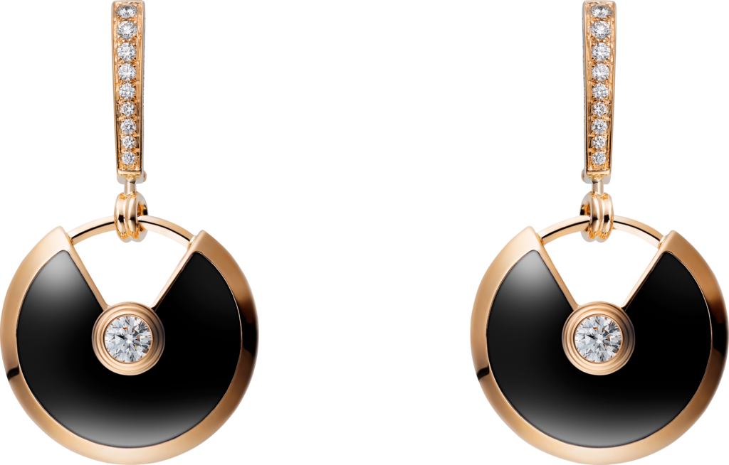 Amulette De Cartier Earrings, Small Modelpink Gold, - Amulette De Cartier 18ct Pink Gold, Onyx (1024x654), Png Download