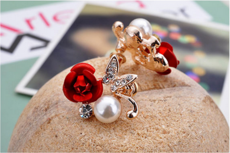 Red Rose Earring Women - Earring (800x800), Png Download