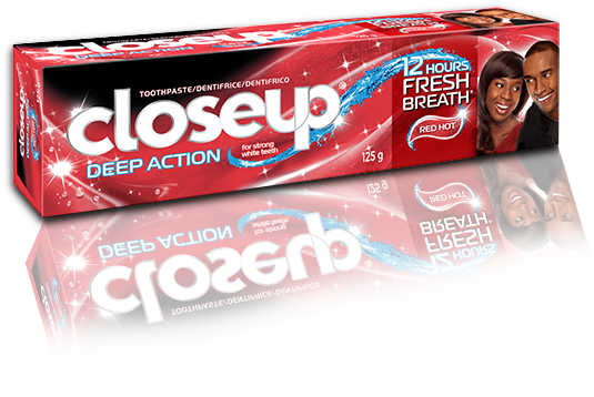 Red Hotdeep Action - Closeup Red Hot Deep Action Toothpaste - 150 G (600x370), Png Download