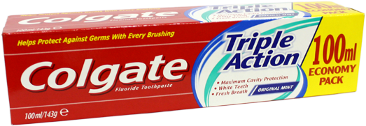 Download - Colgate Palmolive Colgate Flouride Toothpaste 100 Ml (600x257), Png Download