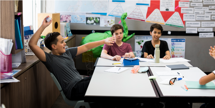 Disruptive Boy Throwing Paper In Classroom - Classroom (1080x428), Png Download
