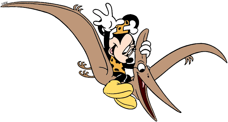 Minnie Riding Pterodactyl - Minnie Mouse (755x405), Png Download