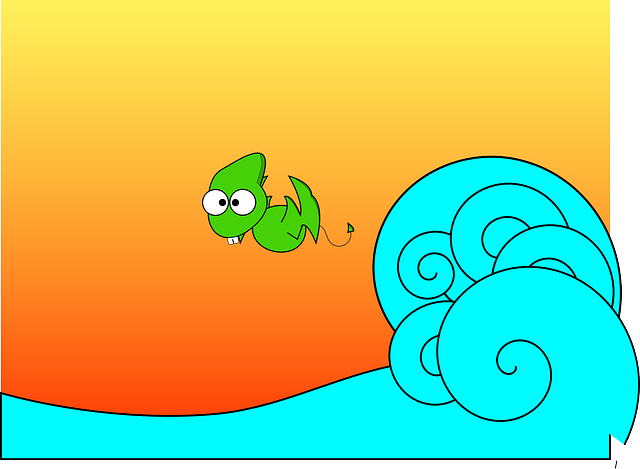 Dragon, Dino, Dinosaur, Fun, Pterodactyl, Wave, Surf - Dinosaur (640x469), Png Download
