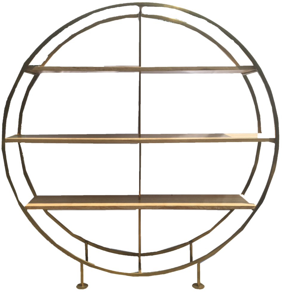 Gold Circular Bookshelf Round Gold Bookshelf Bar Back - Shelf (978x1024), Png Download