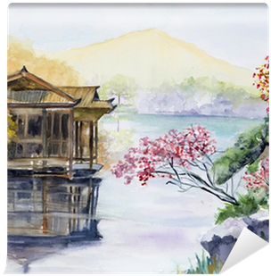 Watercolor, West Lake, Hangzhou, China Wall Mural • - Quinsai Marco Polo (400x400), Png Download