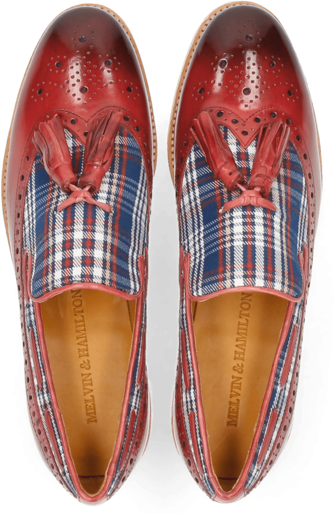 Loafers Amelie 60 Textile Check Rich Red - Slip-on Shoe (1024x1024), Png Download