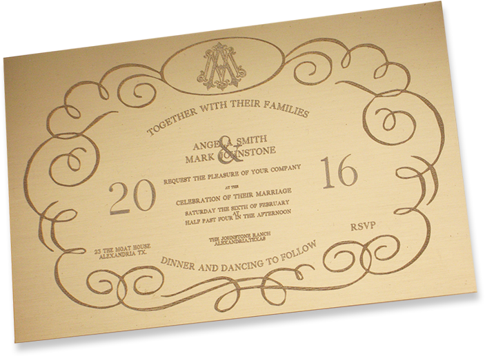 Luxury Top Table Invitations Engraved On Precious Metals - Greeting Card (703x517), Png Download