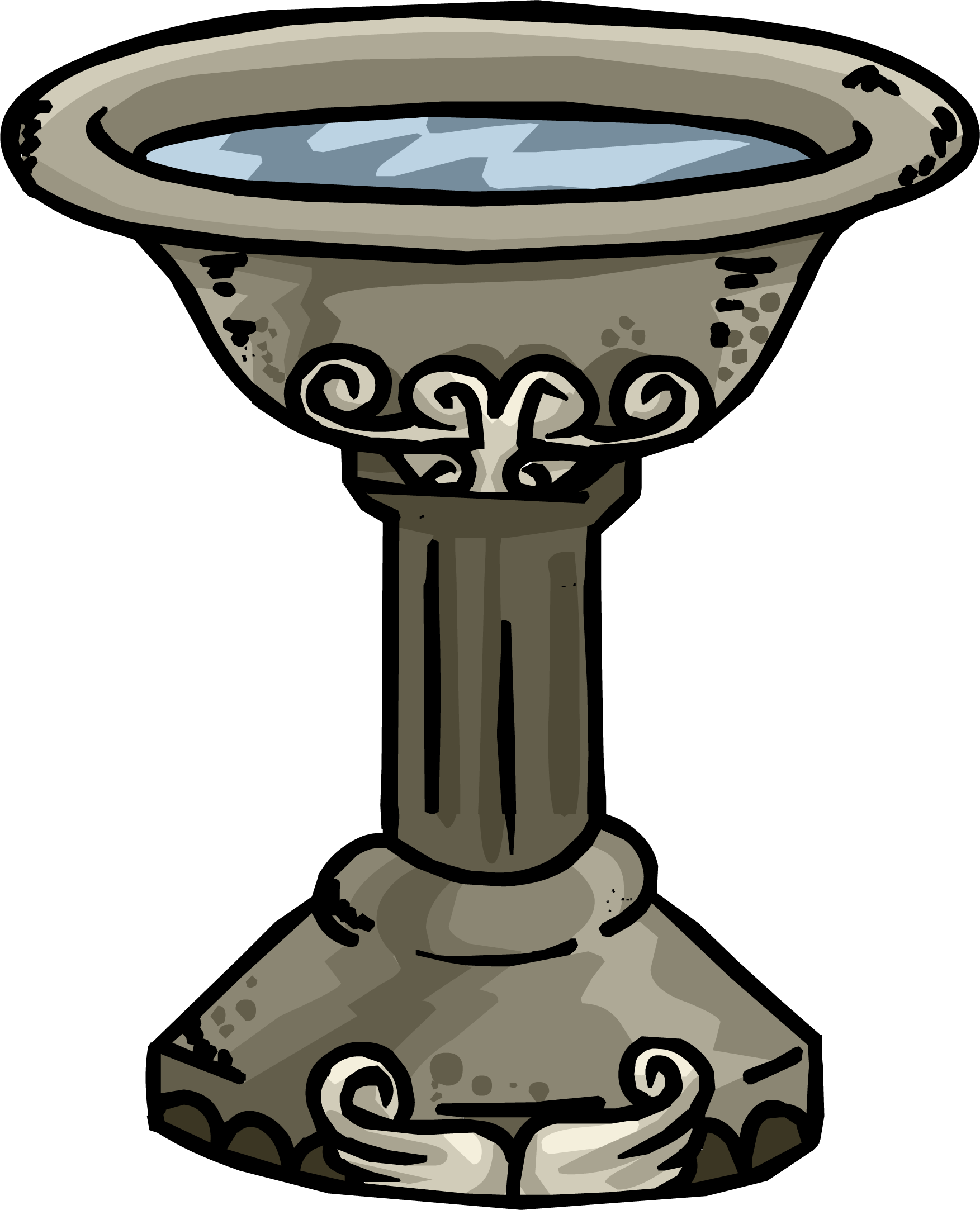 Bird Bath - Club Penguin Fountain (1753x2165), Png Download