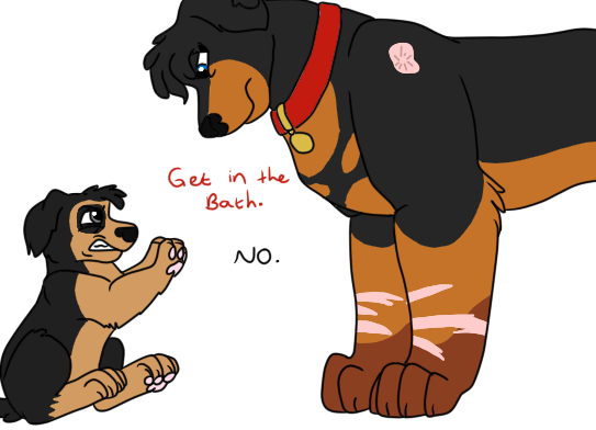 Get In The Bath - Paw Patrol Fletcher And Elsie (543x392), Png Download