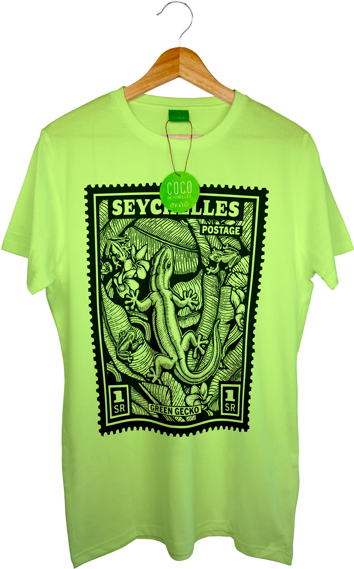Green Geckos Are Often Found On Coconut And Coco De - Short Sleeve Organic T-shirt (467x700), Png Download