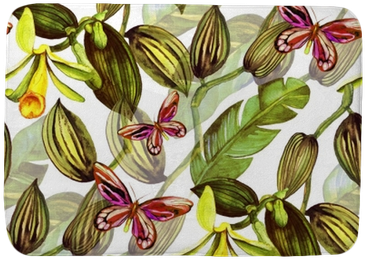 Seamless Pattern With Tropical Leaves And Vanilla Orchid - Orchids (400x400), Png Download