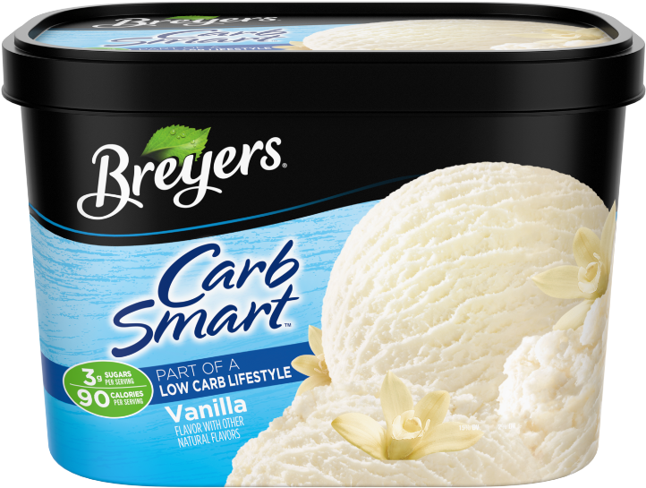 A 48 Ounce Tub Of Breyers Carbsmart Vanilla Front Of - Breyers Carb Smart Vanilla (767x767), Png Download