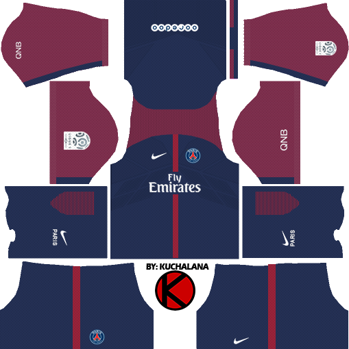 Paris Saint-germain Kits 2017/2018 - Dls 18 Kits Barcelona (509x510), Png Download