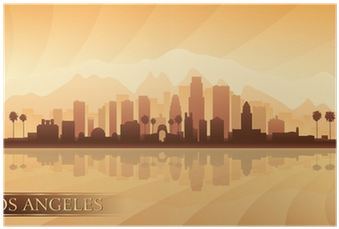 Los Angeles City Skyline Detailed Silhouette Poster - Лос Анджелес Силуэт (400x400), Png Download