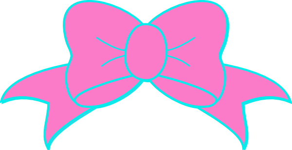 Hot Pink Turquoise Bow Clip Art At Clker - Transparent Background Bow Clipart (600x310), Png Download