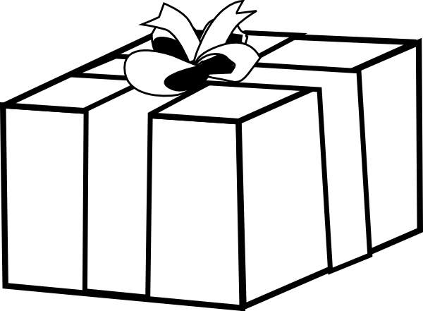 Present Outline Transparent T Outline Clip Art At Vector - Transparent Background Gifts Clipart Black And White (600x441), Png Download