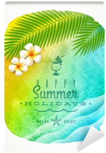 Summer Holiday Greeting On A Watercolor Background - Beperkt En Toch Genieten - Boek Frans Claessens (isbn: (400x400), Png Download