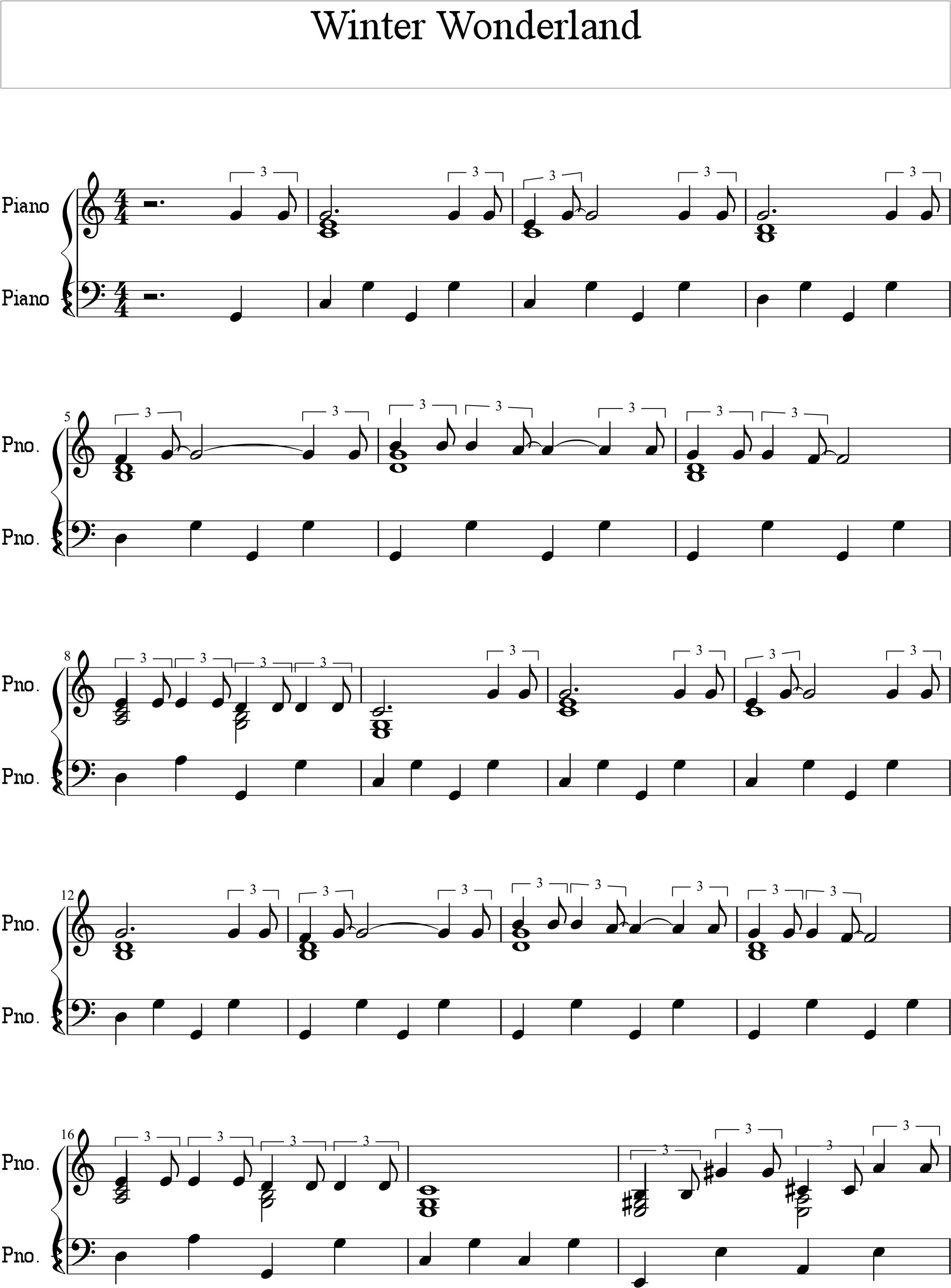 Winter Wonderland With Chords Score Part - Rockschool Piano Grade 1 (2480x3508), Png Download
