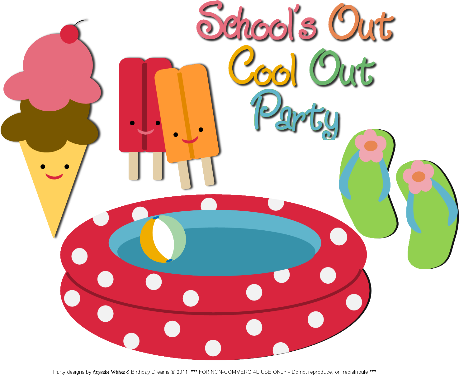 Schools Out Clip Art For Summer Cliparts - Free Pool Party Clip (1510x1308), Png Download