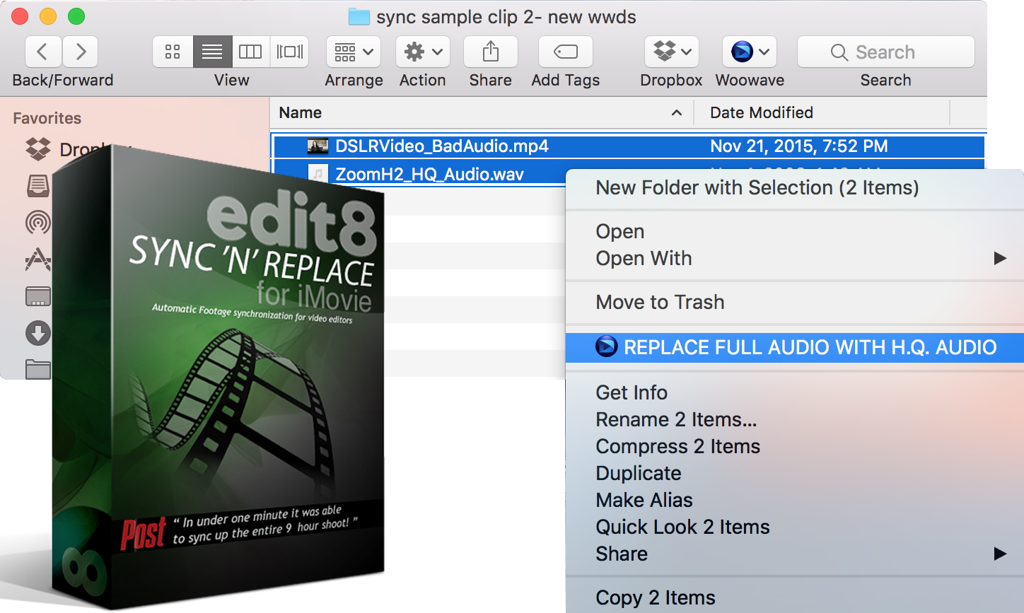 Edit8 Sync N Replace Audio Sync Software For Imovie - Woowave Dreamsync Home Edition Download, Video Editing, (1448x867), Png Download