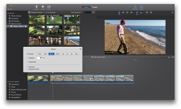 Control The Speed Of Your Clips With The Speed Bar - Modify Button In Imovie (580x348), Png Download