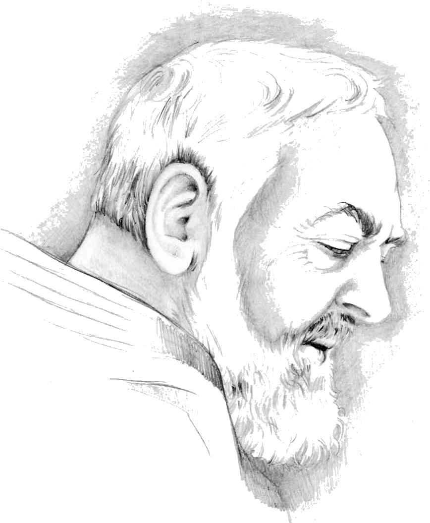 Sãopio - São Padre Pio Desenho (917x1162), Png Download