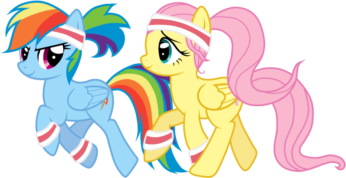 Fanmade Rainbow Dash And Fluttershy Sport - My Little Pony Sport (1238x646), Png Download