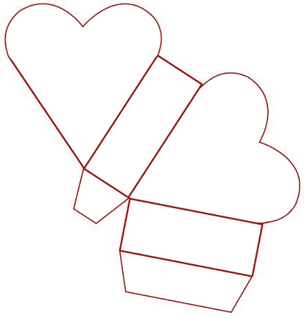 Caixa Coração Png - Molde Caixa Coração Png (440x460), Png Download