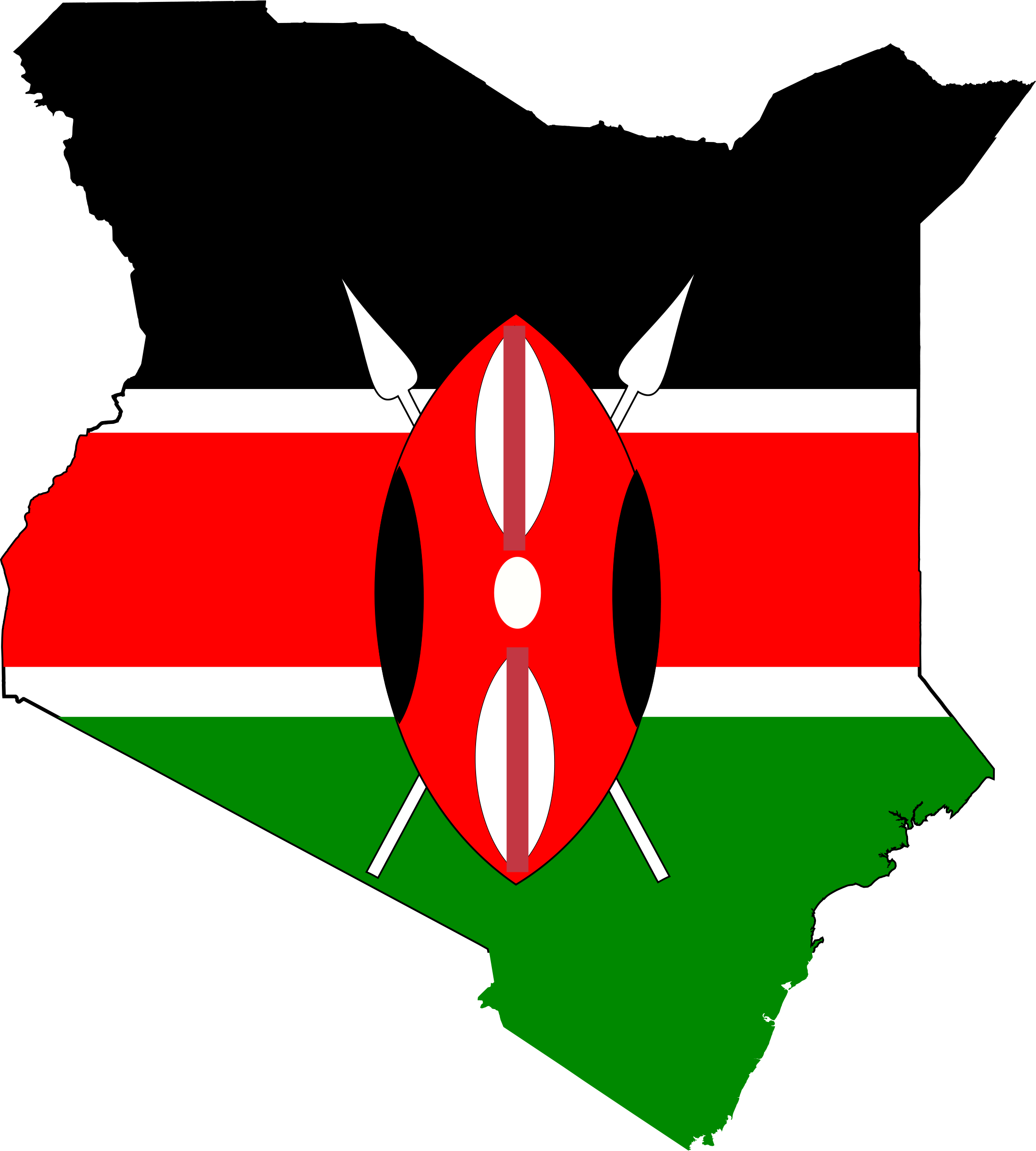 Map Flag Clipart Music - Flag Map Of Kenya (2161x2400), Png Download