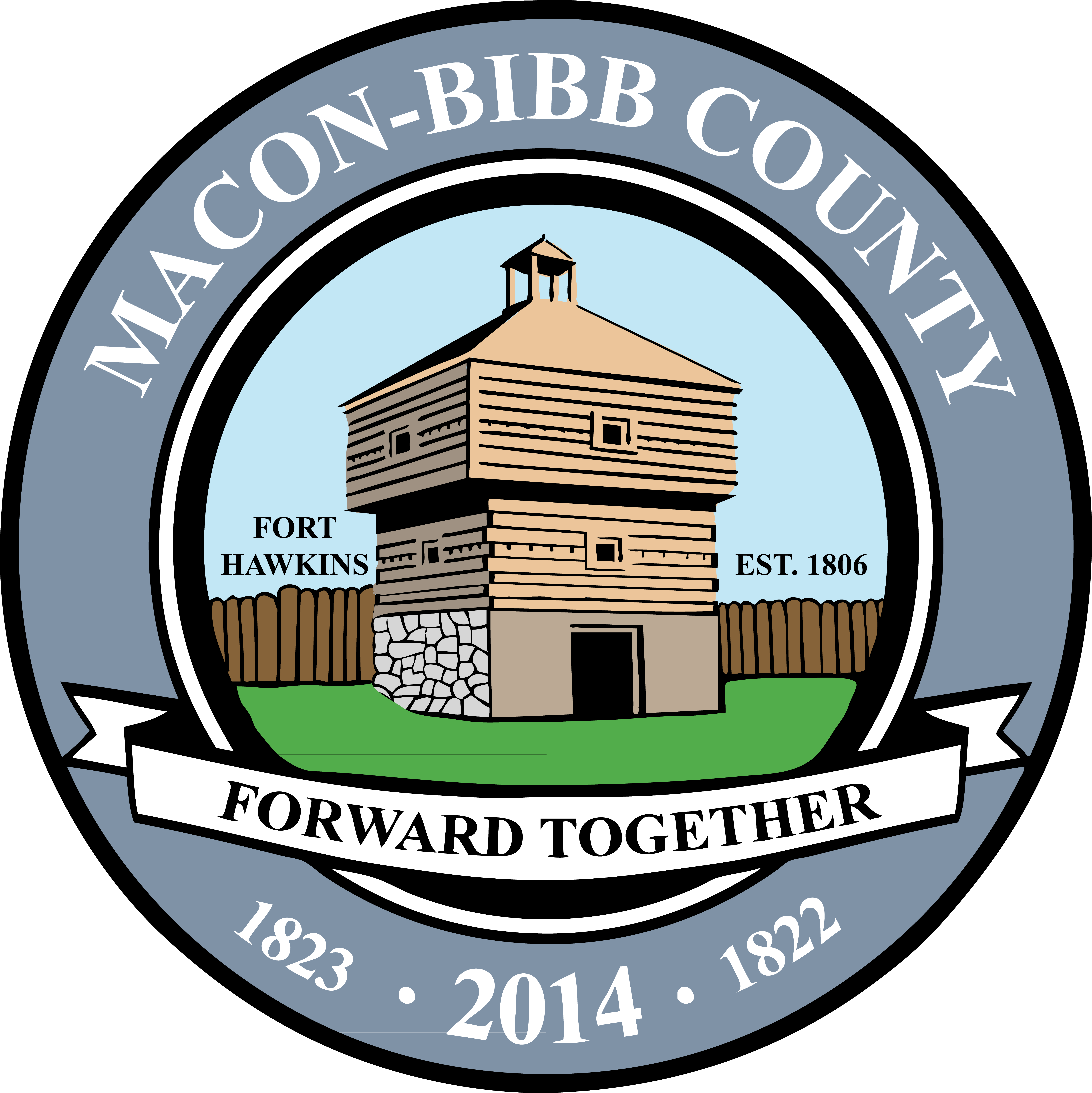 Color Macon-bibb County Seal (7095x7101), Png Download