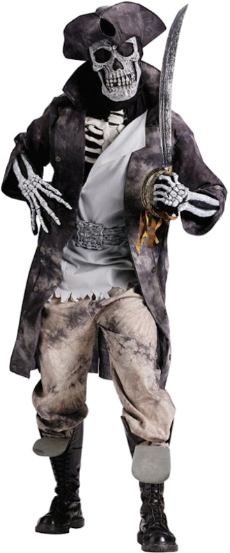 Men Skeleton Pirate Outfit (500x793), Png Download