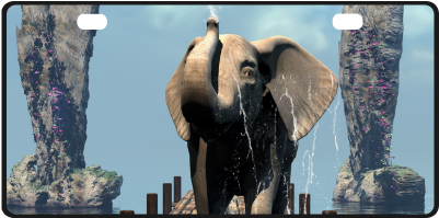 Elephant On A Jetty License Plate - Elephant On A Jetty Shower Curtain (500x500), Png Download
