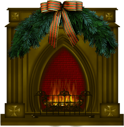 Karácsonyi Dekor - Malacka Oldala - Fireplace (400x410), Png Download
