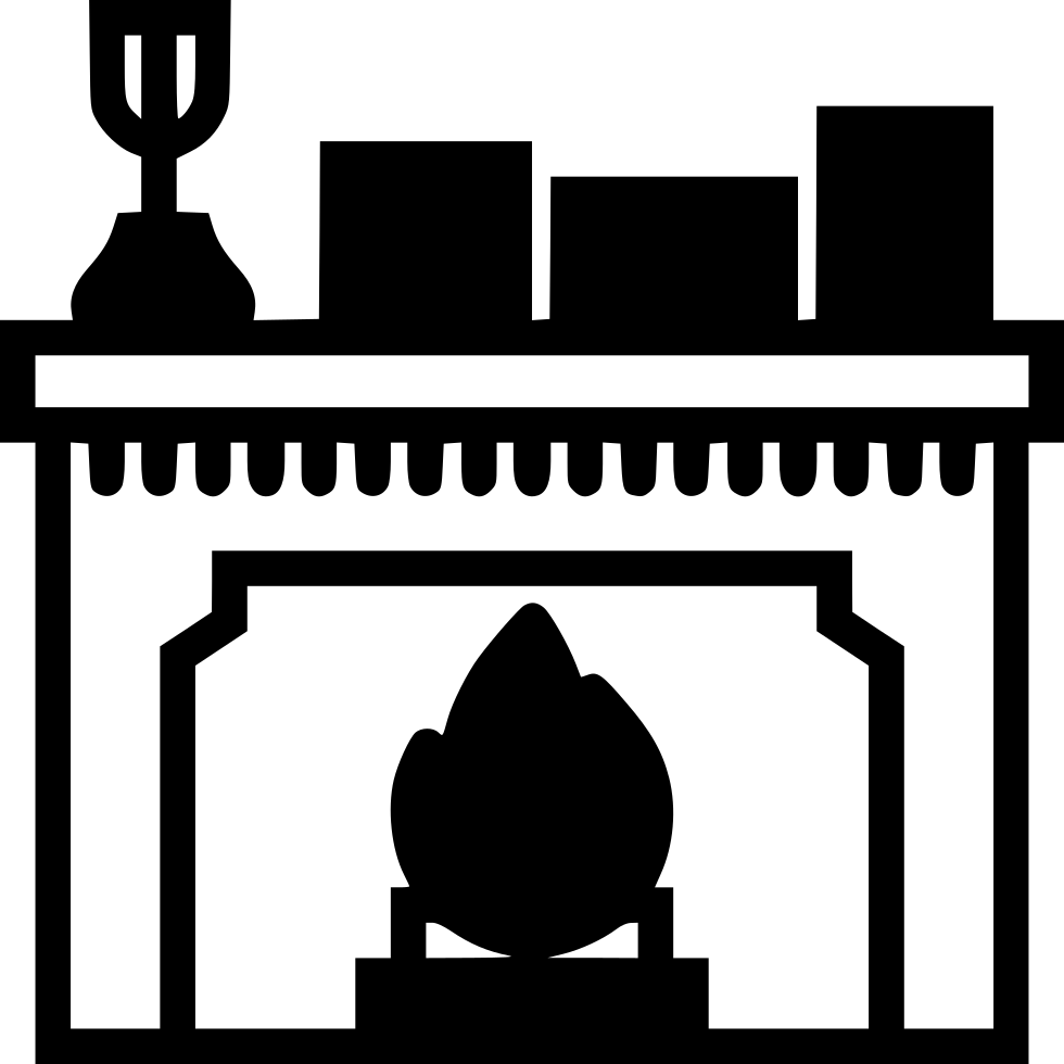 Fireplace Comments - Fireplace Clipart Png Black And White (980x980), Png Download