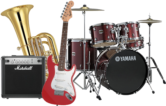 Band Instruments Png - Yamaha Drum Kit (589x371), Png Download