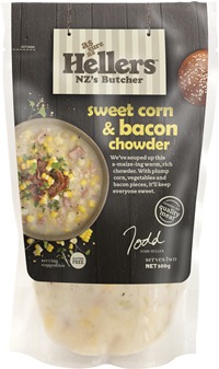 Sweet Corn & Bacon Chowder Soup - Hellers Soup (340x375), Png Download